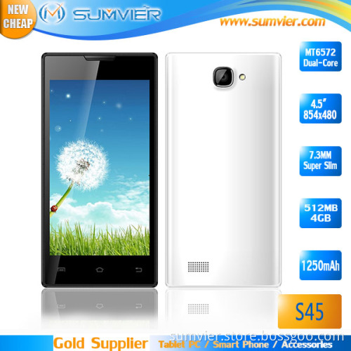 2014 New Arrival Unique Design 4.5 Inch Mtk6572 GSM WCDMA 3G Smart Phone